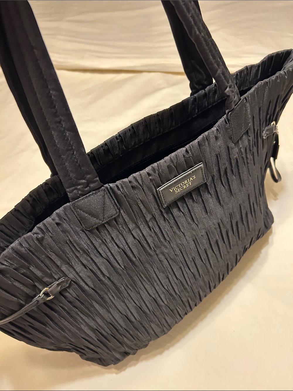 Victoria's Secret Black Textured Tote Bag
